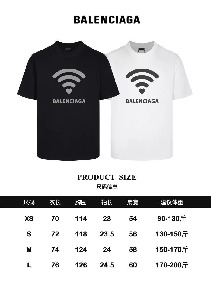 #「 Quality」 《BALENCIAGA 》24SS Classic T Quality - 2 - os 220 -26 280g - 300g 1×1 - Quality ：Black White Size: XS-S-M-L